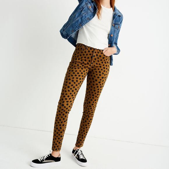 Madewell Denim - Madewell Womens 10" High Rise Cheetah Print Skinny Jeans Size 28 Brown Safari